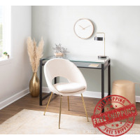 Lumisource OT-ROLLO AU Rollo Contemporary Ottoman in Gold Faux Leather